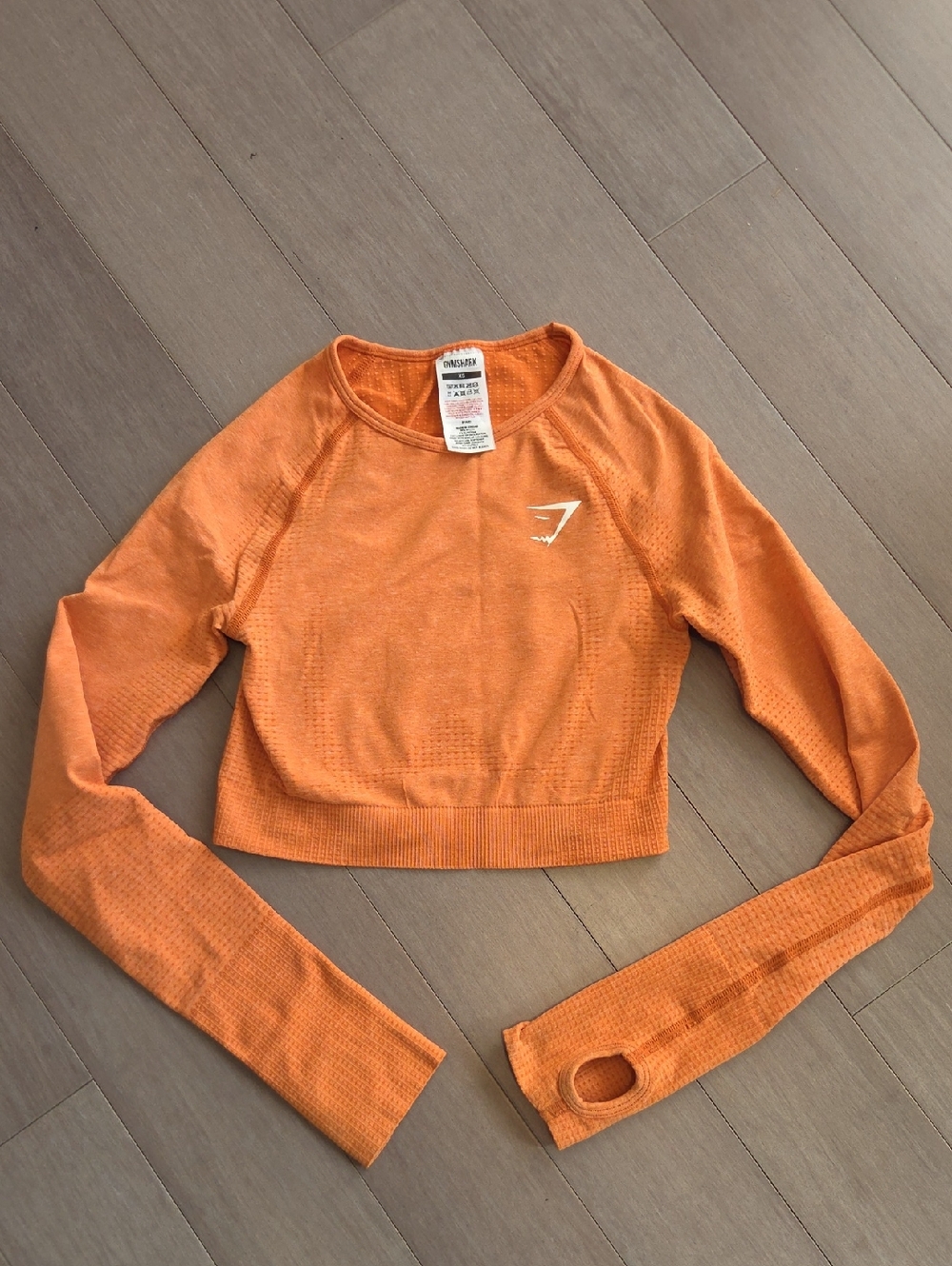 Gymshark Orange Seamless Crop Top with Thumb Holes